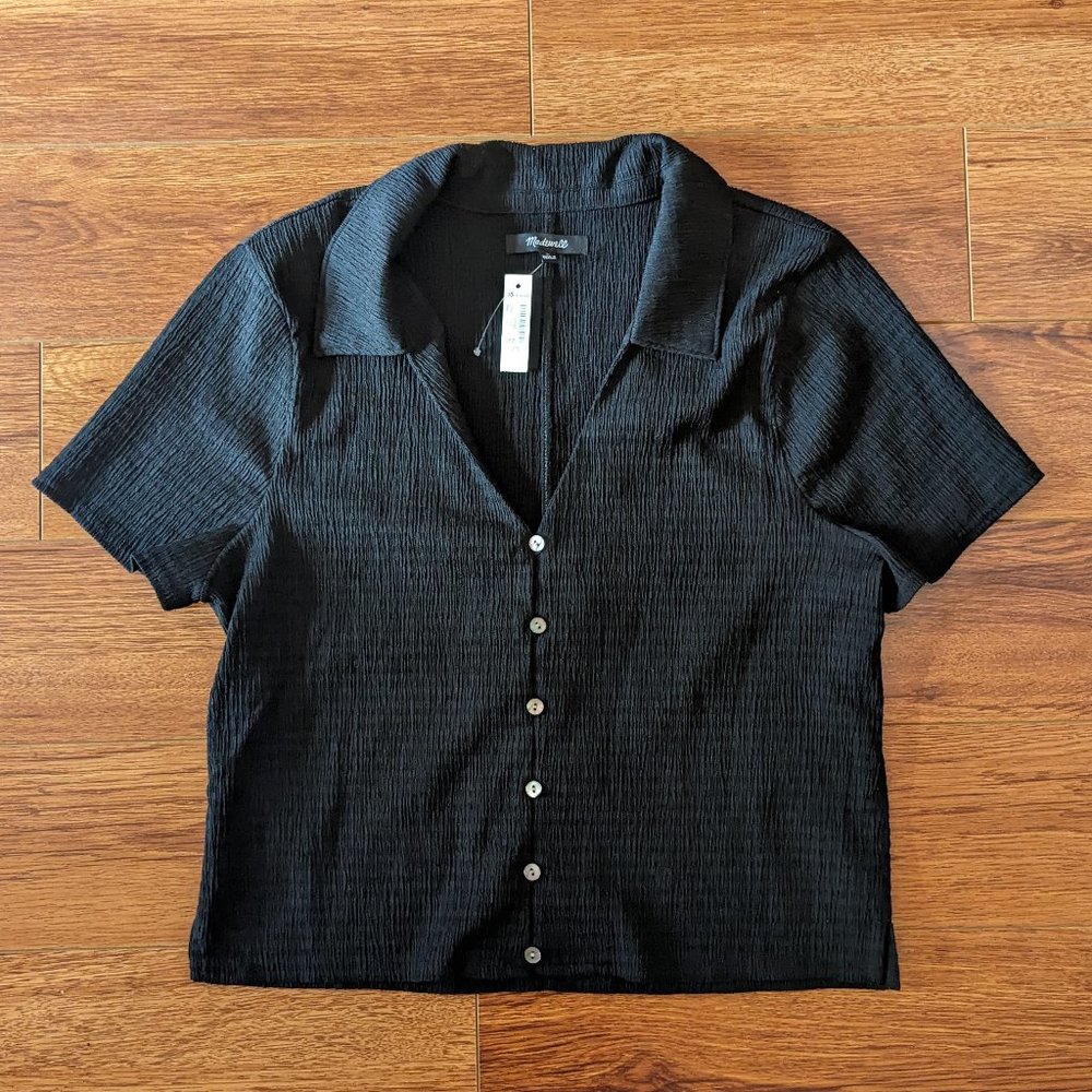 Madewell Crinkled Y-Neck Button Down